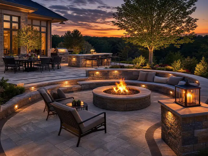 Custom Paver Patio with Seat Wall